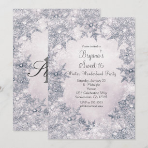Winter Wonderland Blue White Elegant Snowflakes Invitation