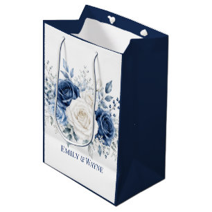 Winter Wonderland Blue & White Rose Wedding Medium Gift Bag