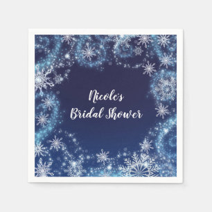 Winter Wonderland Blue & White Sparkle Snowflakes Napkin