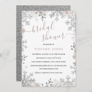 Winter Wonderland Blush Silver Bridal Shower Invitation