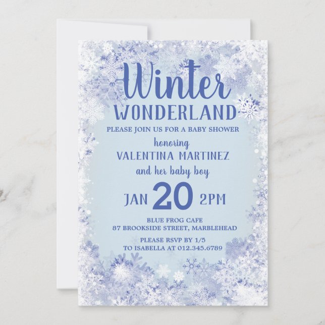 Winter Wonderland Boy Baby Shower Invitation (Front)