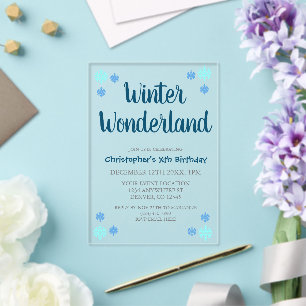 Winter Wonderland Boy Birthday Acrylic Invitations