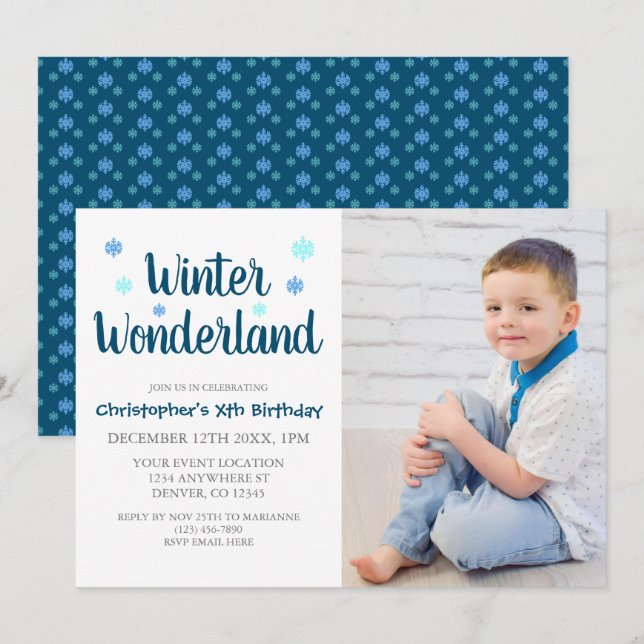 Winter Wonderland Boy Birthday Invitation (Front/Back)
