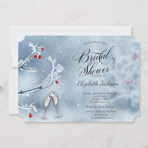 Winter Wonderland Branches  Blue Bridal Shower Invitation