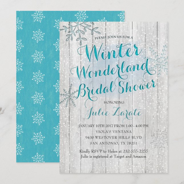 Winter Wonderland Bridal Shower invitation (Front/Back)