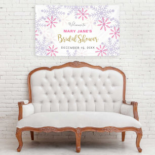 Winter Wonderland Bridal Shower Pink Snowflake Banner