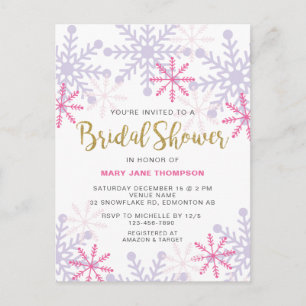 Winter Wonderland Bridal Shower Pink Snowflake Postcard