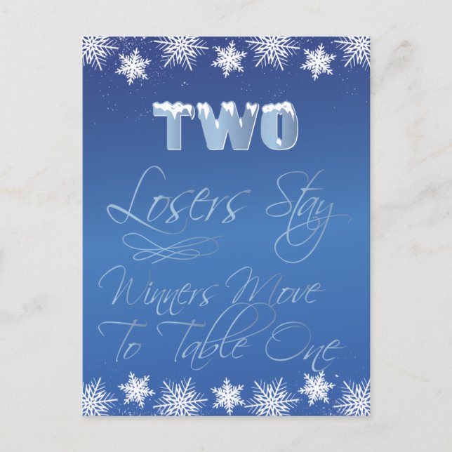 Winter Wonderland Bunco Table Card #2 (Front)