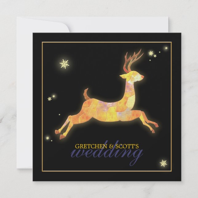Winter Wonderland Caribou Wedding Invitation (Front)