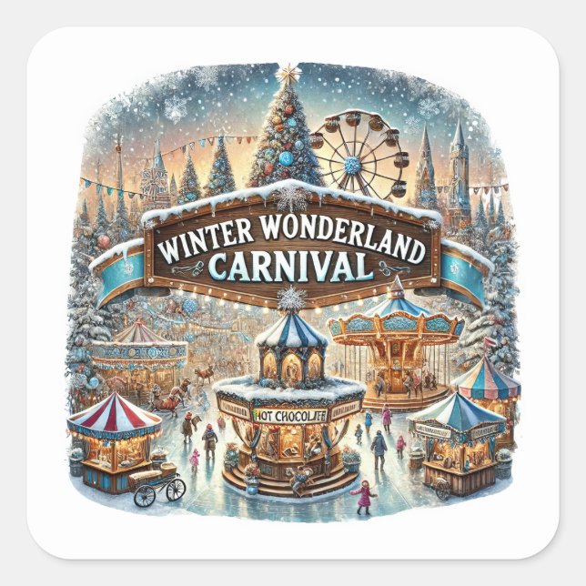 Winter wonderland carnival Christmas Square Sticker (Front)