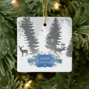 Winter Wonderland Ceramic Ornament - Blue