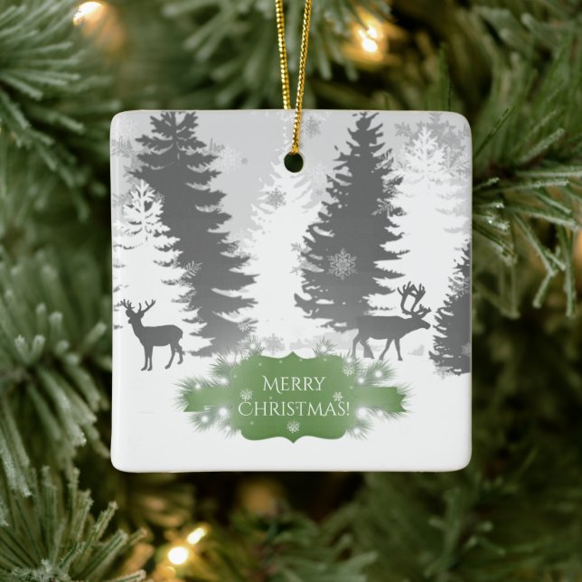 Winter Wonderland Ceramic Ornament - Green (Tree)