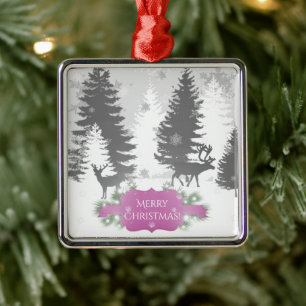 Winter Wonderland Ceramic Ornament - Magenta