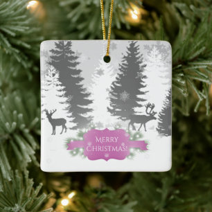 Winter Wonderland Ceramic Ornament - Magenta