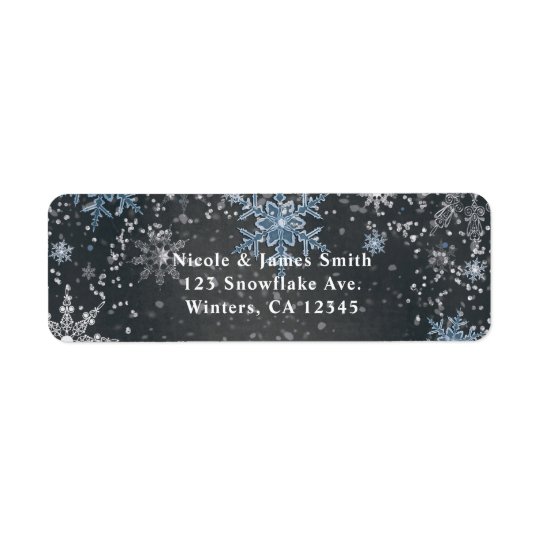Winter Wonderland Chalk Blue Grey Party Invitation Return Address Label