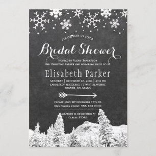 Winter wonderland chalkboard bridal shower invitation