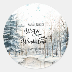 Winter Wonderland Christmas Baby Shower Classic Round Sticker