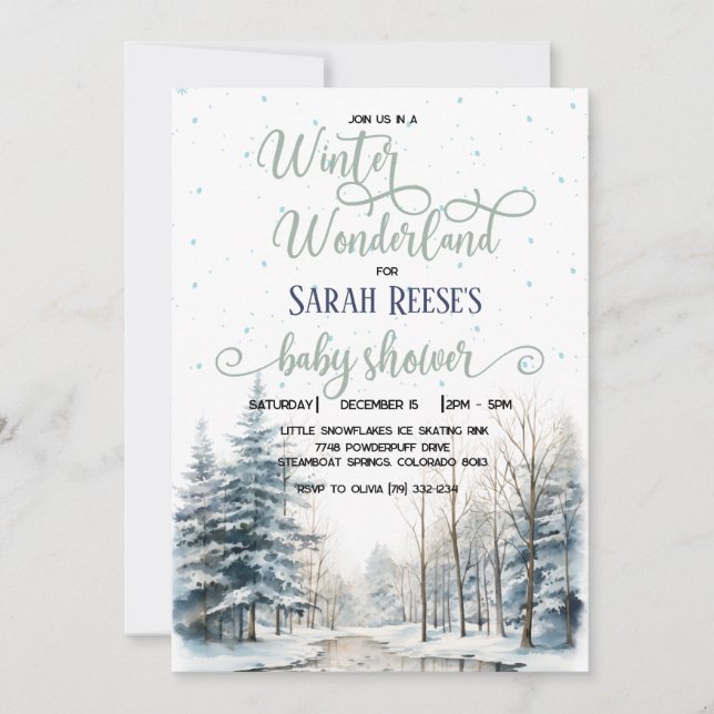 Winter Wonderland Christmas Baby Shower Invitation (Front)