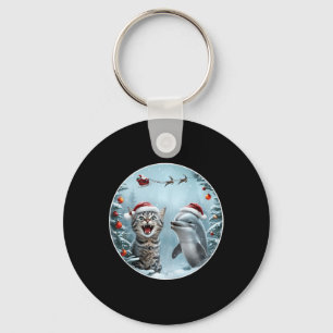 Winter Wonderland Christmas Cat Dolphin Selfie San Key Ring