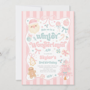 Winter Wonderland Christmas Coquette Bow Birthday Invitation