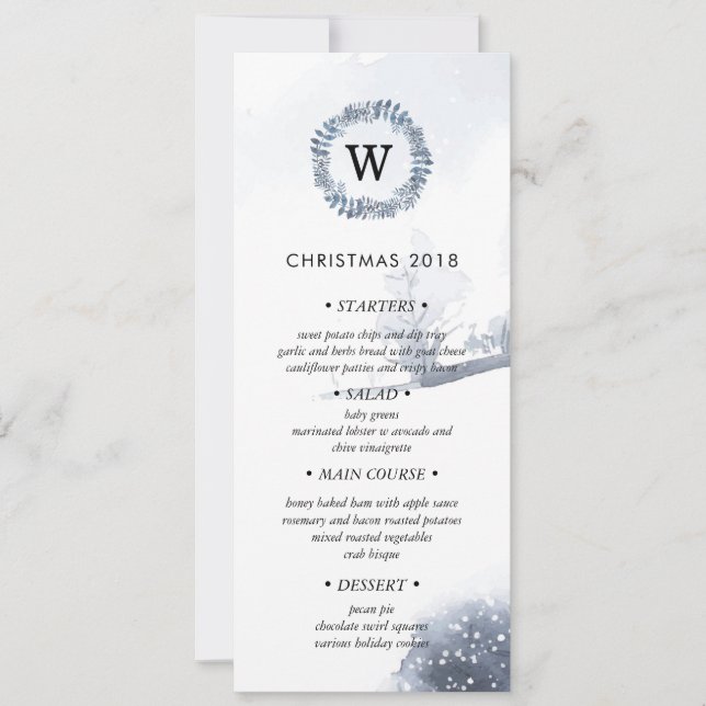 Winter Wonderland Christmas Dinner Menu Invitation (Front)