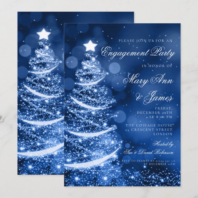 Winter Wonderland Christmas Engagement Party Invitation (Front/Back)