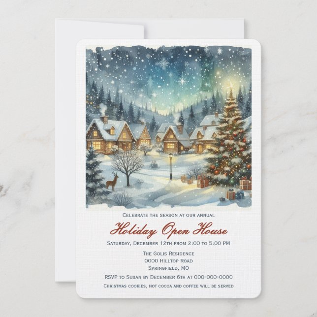Winter Wonderland Christmas Open House  Invitation (Front)