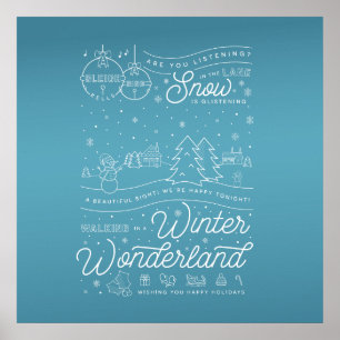 Winter Wonderland Christmas Poster 24x24 / Blue