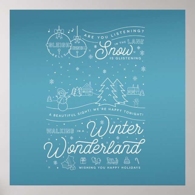 Winter Wonderland Christmas Poster 24x24 / Blue (Front)