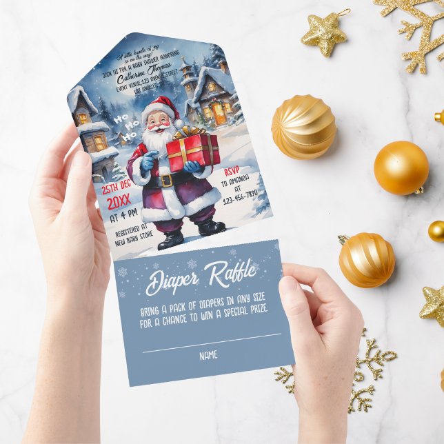 Winter Wonderland Christmas Santa Baby Shower All In One Invitation (Creator Uploaded)