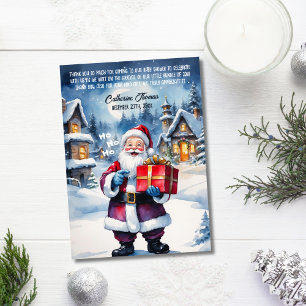Winter Wonderland Christmas Santa Baby Shower  Thank You Card