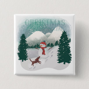 Winter Wonderland - Christmas Snowman 15 Cm Square Badge