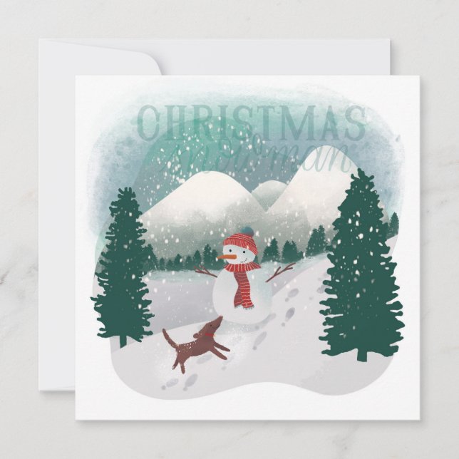 Winter Wonderland - Christmas Snowman Holiday Card (Front)