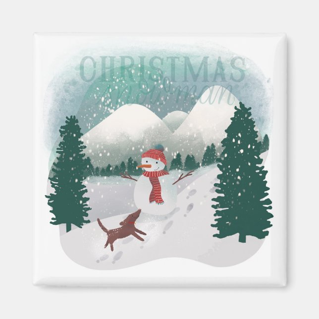 Winter Wonderland - Christmas Snowman Magnet (Front)