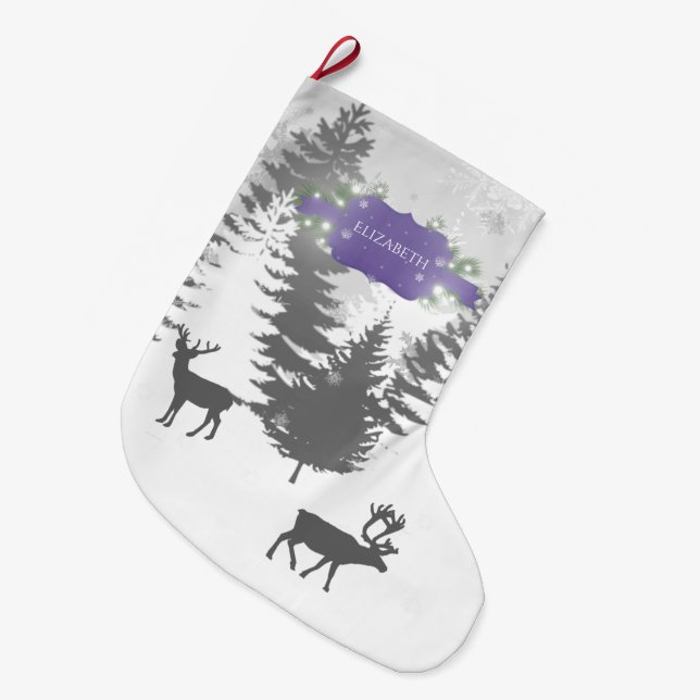 Winter Wonderland Christmas Stocking - Purple (Front (Hanging))