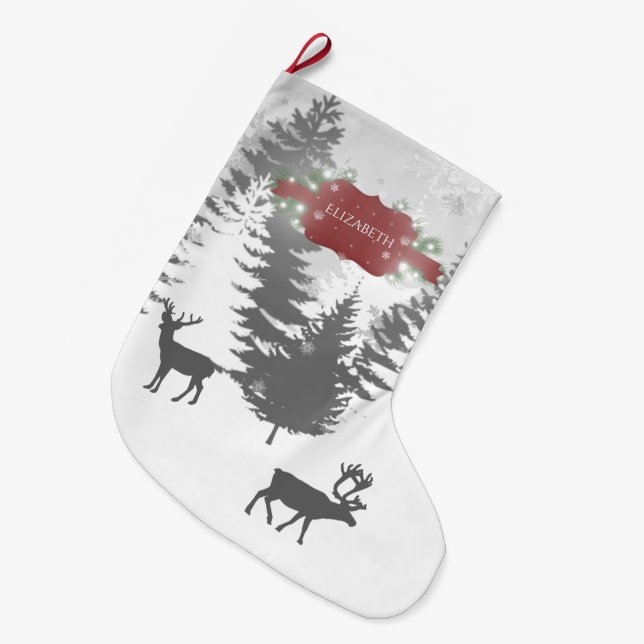 Winter Wonderland Christmas Stocking - Red (Front (Hanging))
