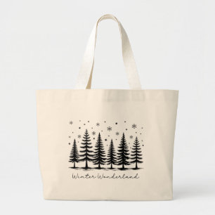 Winter Wonderland Christmas Trees Winter Holiday Large Tote Bag