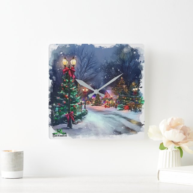 Winter Wonderland Christmas Village Wall Clock  (Home)