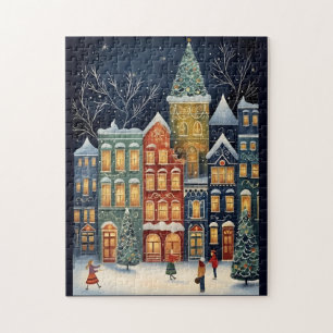 Winter Wonderland Cityscape Cute Christmas Jigsaw Puzzle