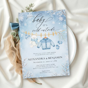 Winter Wonderland Cold Outside Boy Baby Shower Invitation
