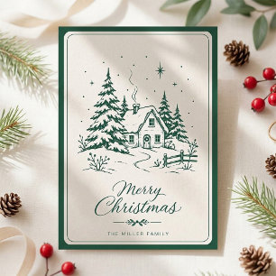 Winter Wonderland Cosy Cabin Christmas Greeting Holiday Card