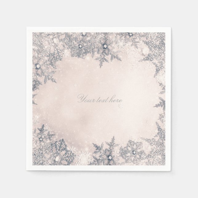 Winter Wonderland Cream White Elegant Snowflakes Napkin (Front)