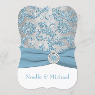 Winter Wonderland, Crystal Buckle Wedding Invite