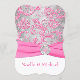 Winter Wonderland, Crystal Buckle Wedding - Pink 2 Invitation