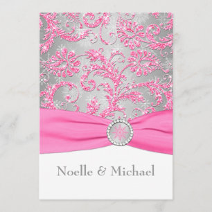 Winter Wonderland Crystal Buckle Wedding - Pink Invitation