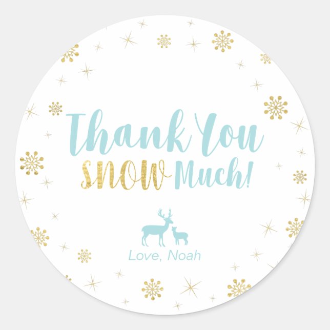 Winter wonderland, Custom Gold Thank You Sticker (Front)