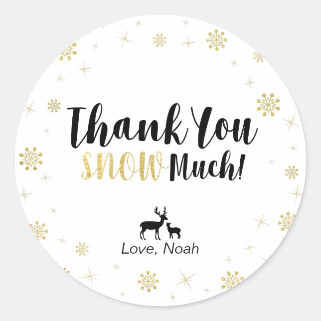 Winter wonderland, Custom Gold Thank You Sticker (Front)