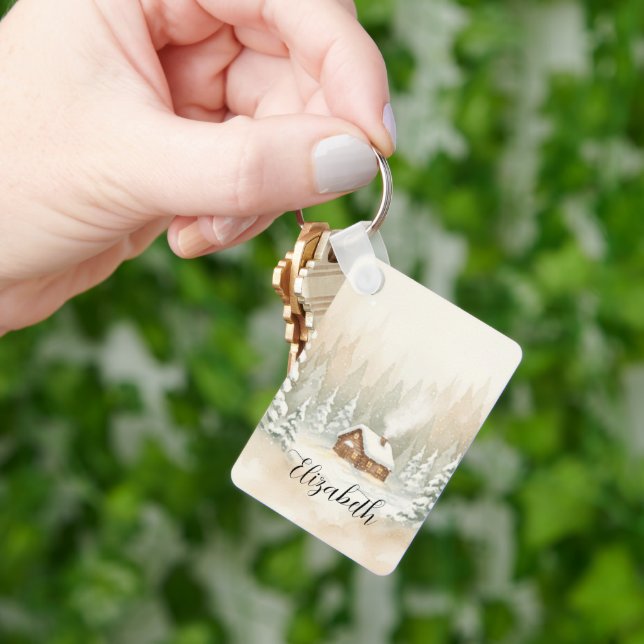Winter Wonderland Custom Name Keychain (Hand)