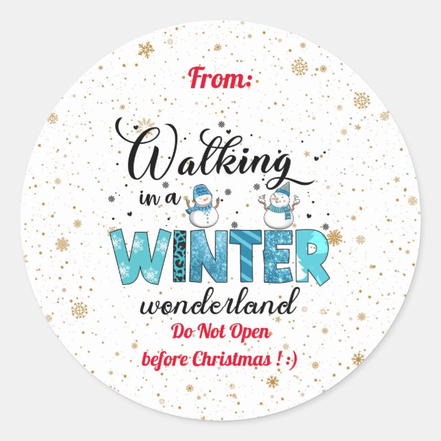 Winter Wonderland Customise Classic Round Sticker (Front)