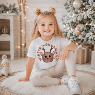 Winter Wonderland Cute Reindeer Kids T-Shirt